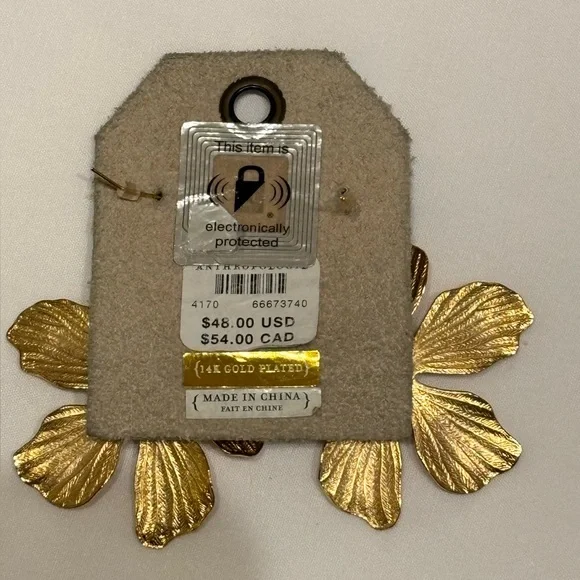 Anthropologie Gold Floral Earrings - Picture 5 of 5